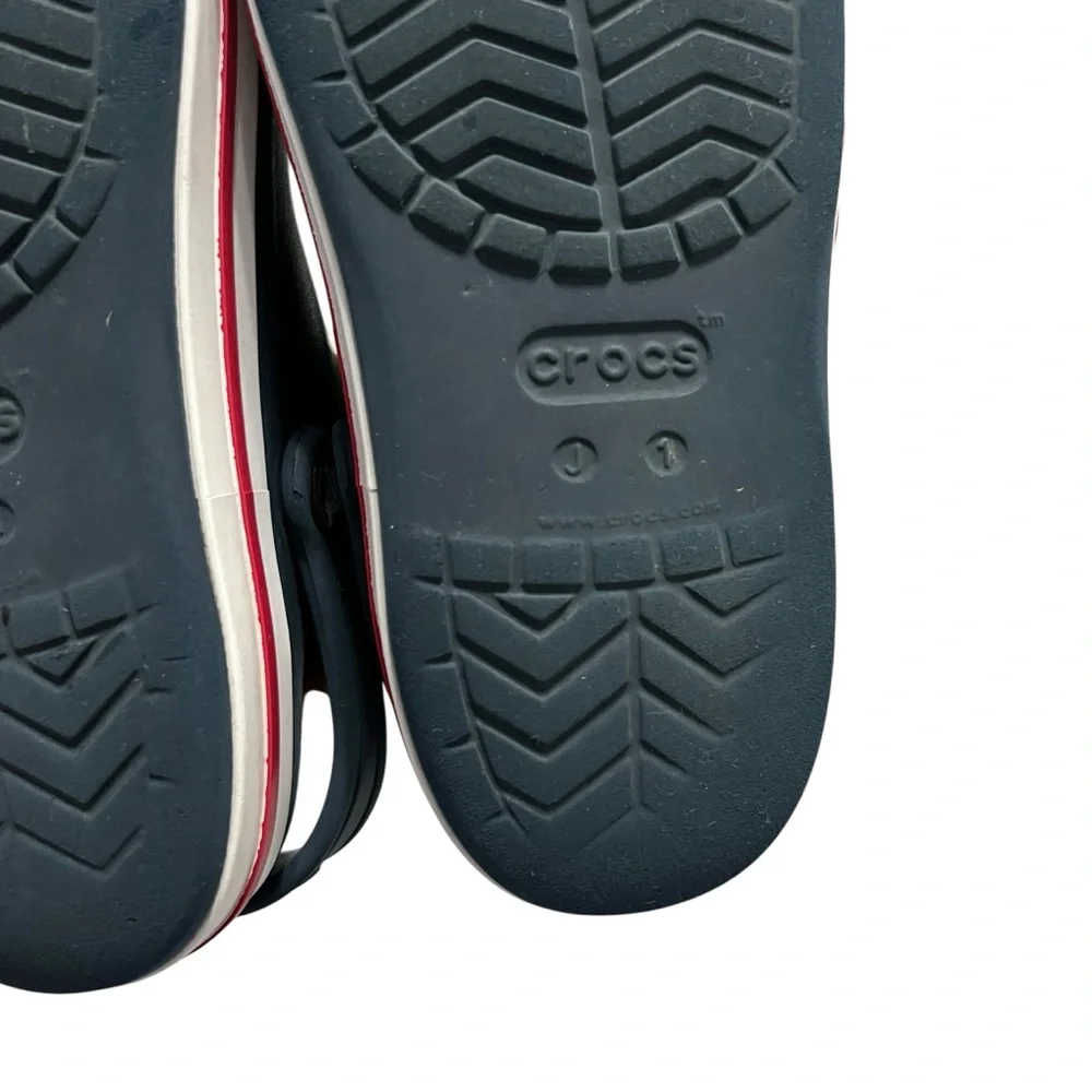 CROCS J1 Kids Bayaband Navy Blue & Red Classic Clog Water Shoes